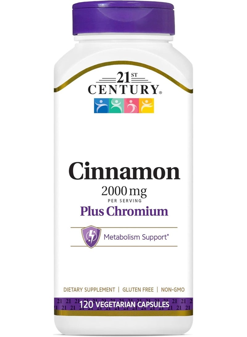 21st Century Cinnamon 2000 mg Per Serving Plus Chromium Vegetarian Capsules 120 count